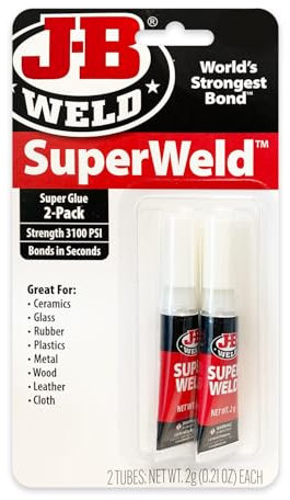 JB Weld Superweld 2g Twin Pack Super Glue, Multi-Purpose Fast Setting Super Glue, Clear