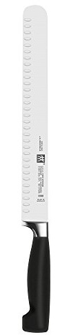 ZWILLING Four Star 10-inch Razor-Sharp German Hollow Edge Slicing Knife, Made in Company-Owned German Factory with Special Formula Steel perfected for almost 300 Years, Dishwasher Safe