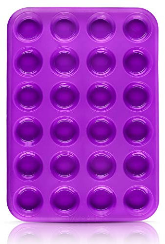 Belmalia Muffinblech aus Silikon für 24 Mini Muffins, antihaftbeschichtet, Cupcakes, Brownies, Kuchen, Pudding, Muffinform Violett Lila