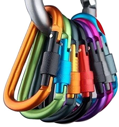 Onwon Aluminum Carabiner D-Ring Locking Key Security Camping Climbing Hiking Keychain (10 PCS)