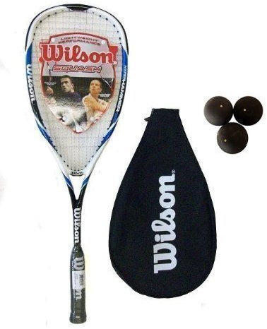 Wilson Hyper Hammer Carbon 120 Blau Squashschläger + 3 Squashbälle von Wilson