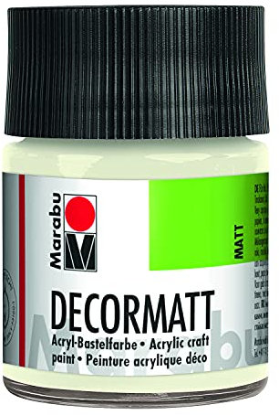 Marabu 14010005070 Decormatt Acryl Weiß 070, 50 ml, samtmatte Acrylfarbe auf Wasserbasis, cremig und farbintensiv, speichelfest, wetterfest, zum freien Malen und Schablonieren