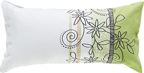 Erwin Müller Zusatz-Kissenbezug, Kissenhülle Fein-Biber Blume Pistazie Größe 40x80 cm - hautsymphatisch, bügelleicht, mit Marken-Reißverschluss