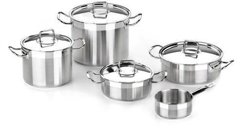 BRA Profesional Batería 5 piezas, acero inoxidable 18/10, apta para todo tipo de cocinas incluídas de inducción