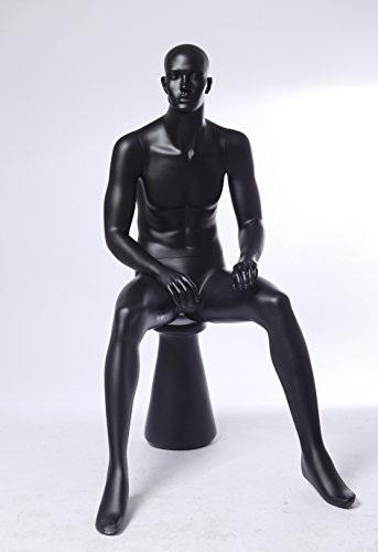 TonHan NEU QT10-8 schwarz abstrakte sitzende Schaufensterpuppe Mannequin Figur männlich matt