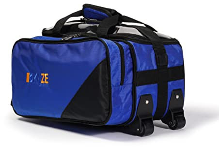 KAZE SPORTS Bowlingrolle mit 2 Bällen und erweiterbarer Schuhaufbewahrung (blau)