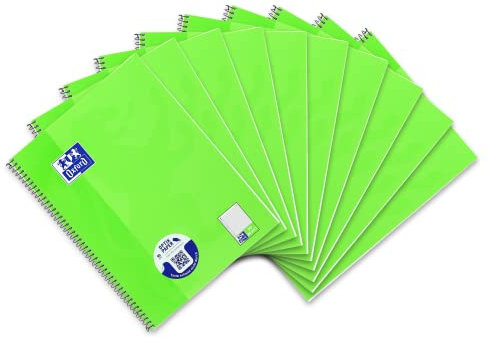 Oxford Collegeblock A4 liniert mit einem Rand links, 80 Blatt, hellgrün, 10 Stück