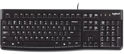 Logitech K120 Wired Keyboard for Windows, USB Plug-and-Play, Full-Size, Spill-Resistant, Curved Space Bar, Compatible with PC, Laptop - Black