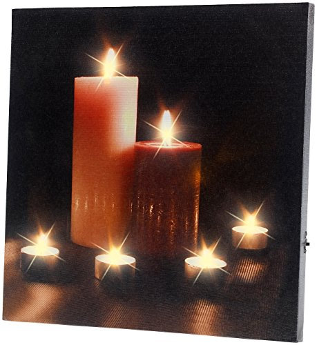 infactory Led Bild: LED-Leinwandbild mit romantischem Kerzenflackern Modern Times (Led Bild Kerzen, Kerzenbild, Weihnachtsbilder Beleuchtung)
