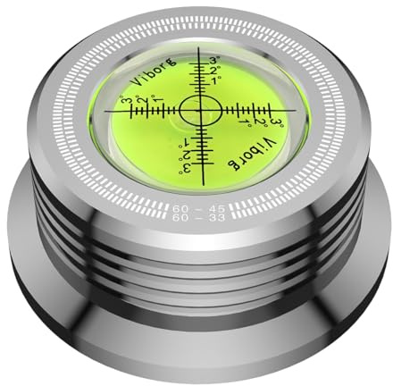 Viborg LP628S Record Weight Disc Stabilizer, Silver 60Hz Turntable Level, 280G (9.9 OZ) HiFi 3 in 1 Vibration-Proof Vinyl Clamp with Bubble Leveling (60Hz, Silver)