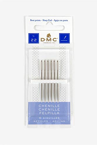 DMC - Aiguilles Chenille | Pack de 6 Aiguilles à Broder - Tissus épais - Bout Pointu | Idéal pour travaux de Broderie et Tapisserie