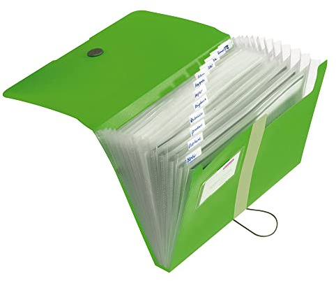 Herlitz 11209517 Fackmapp, A4, 12 fack, Grön