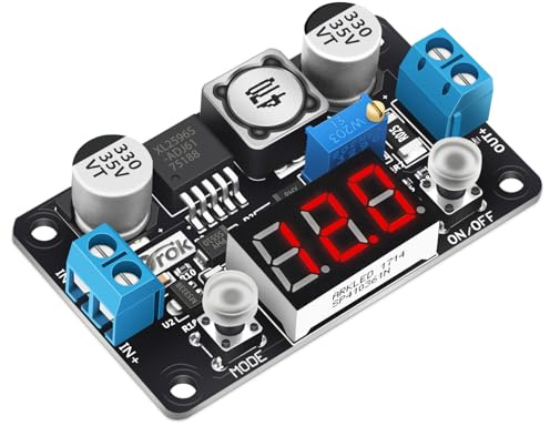 DROK LM2596 Buck Converter 12v to 5v, LED Display Step Down Converter Adjustable Voltage Regulator DC 4-32V to 1.25-30V 3A