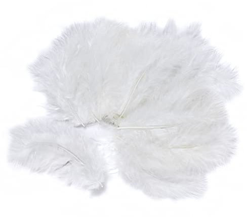 VBS 15 Marabufeder 10cm Federn zur Deko flauschig Ostern Deko Gestecke Kränze Weiß