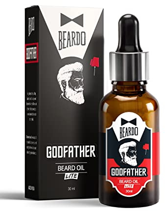 Beardo Godfather Lite Skägg- och mustascholja - 30 ml med naturliga ingredienser - mandelolja, aloe vera-extrakt, ricinolja, olivolja
