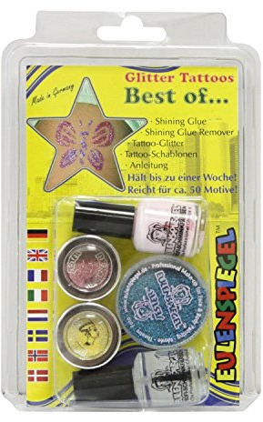 Eulenspiegel 730515 - Kit de tatouage pailleté Best of, Kit de paillettes, Carnaval, Fête à thème, Halloween