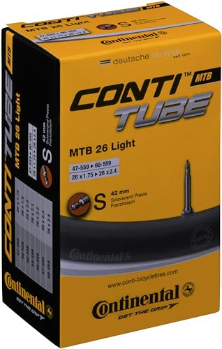 Continental - Camera d'Aria MTB 26 con valvola Francese S42, 47/62-559, 26 x 1,75-2,5, Nero (s42), Taglia Unica