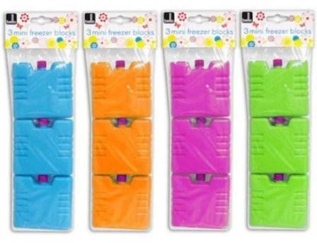 RSW Lot de 3 Mini Blocs congélation Vert, Orange, Bleu ou Rose
