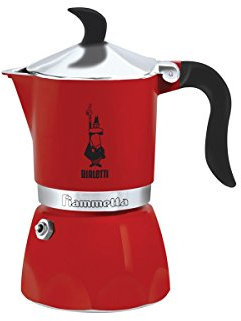 Bialetti Moka, Fiammetta Caffettiera Espresso, Alluminio, Rosso, 3 Tazze