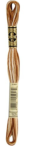 DMC 117-105 Mouline Stranded Cotton Six Strand Embroidery Floss Thread, Variegated Brown, 8.7-Yard