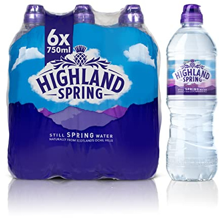 Highland Spring Still Spring Water Sports Cap, 6 x 750ml
