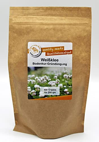 Bodenkur: Weißklee Samen - staudige Gründüngung, Bienenweide und Bodenkur auf natürliche Art ganz ohne Chemie - 500g