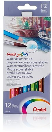 Pentel Arts Watercolour Pencil Set - Assorted (Pack of 12) CB9-12U
