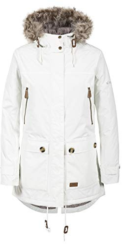 Trespass Womens Parka Jacket Clea - Waterproof, Lightly Padded, Removable Hood Fur Trim, 2 Patch Pockets with Flaps, 2 Zip Pockets, Longer Length, Adjustable Hood