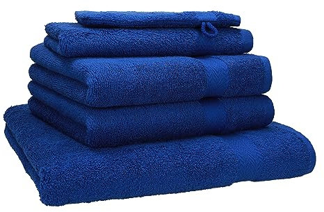 Betz Premium Frottier Handtuch-Set 5-teilig - 1x Liegetücher - 2X Handtücher - 1x Gästetücher - 1x Waschhandschuh - Royalblau