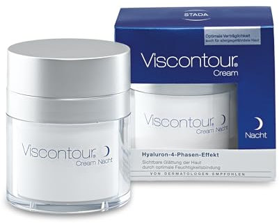 VISCONTOUR Cream Nacht - Nachtcreme mit Hyaluron - Intensive Pflege für trockene und sensible Haut - Anti-Aging-Hautpflege, 1 x 50 ml