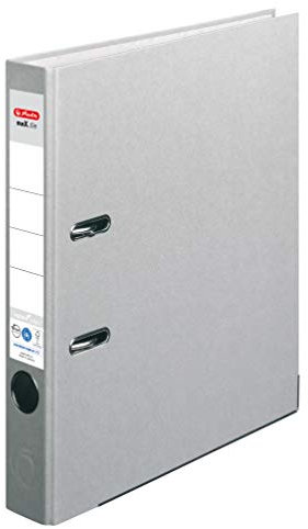 Herlitz Ordner maX.file nature plus, A4, 5 cm Rückenbreite, Spezialbeschichtung aus Papier, grau