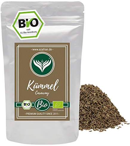 Azafran BIO Kümmel, Kümmelsamen lose & ganz, Kümmelkörner (Kümmelsaat) als Gewürz oder Kümmeltee 250g