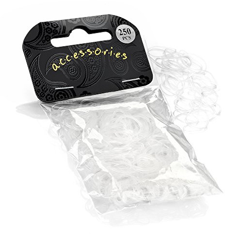 Pack of 250 Small Mini Hair Elastics Silicone Braiding Bands for Dreads Cornrows Braiding (Clear)