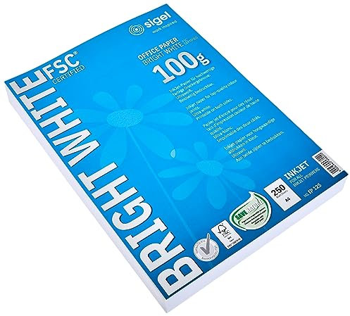 SIGEL IP125 InkJet-Papier A4 ultraweiß, beidseitig bedruckbar, 100 g, 250 Blatt, aus nachhaltigem Papier, scharfes Druckbild und brillante, kontrastreiche Farbausdrucke