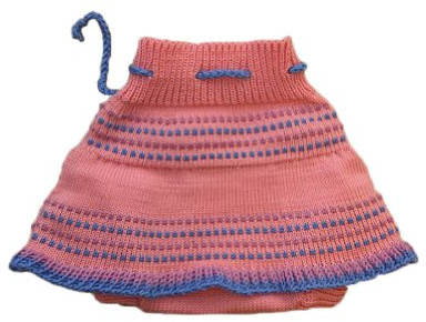 Falda de lana merino para bebé de punto para cubrir pañales (L, rosa)