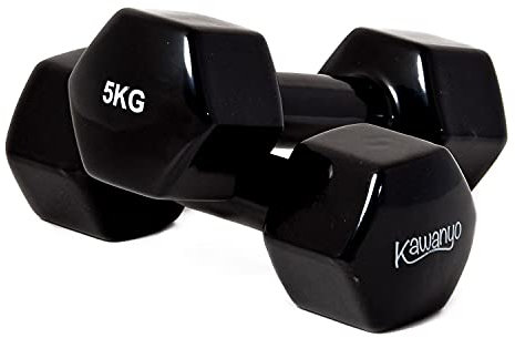 Kawanyo Vinyl Hantel - 2 x 5.0 kg Krafttraining Workout Gewichte Kurzhantel