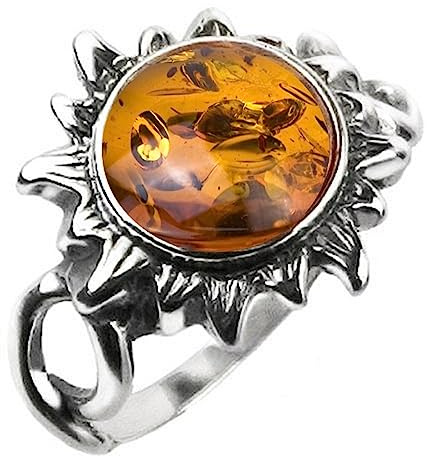 Ian and Valeri Co. Amber and Sterling Silver Medium Flaming Sun Ring