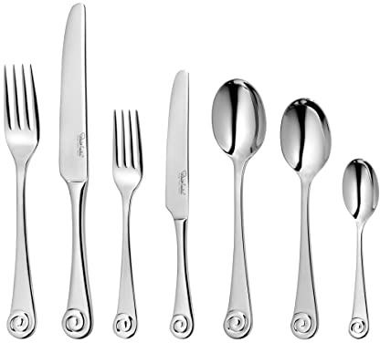 Robert Welch Ammonite Bright, 42 Piece Cutlery Set for 6 People. Made from Stainless Steel. Dishwasher Safe.