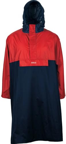 PRO-X elements Regenponcho DAVOS I Regencape mit verschweißten Nähten, Kapuze & Brusttasche I Wasserdichter Regenmantel mit hochknöpfbarem Vorderteil