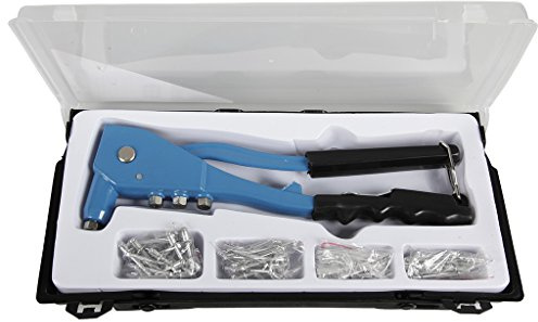 Cogex 22126 - Valigetta con rivettatrice a pinza, in alluminio, 4 testine, con rivetti forniti in dotazione