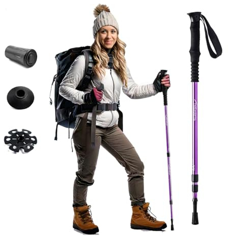 One Trekrite Womens Adjustable Anti Shock Hiking Stick/Walking Pole - Purple
