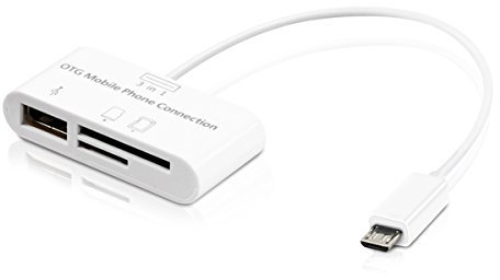 kwmobile 3in1 Micro-USB OTG Adapter - Cardreader SD Micro SD Karte USB A Anschluss - für Smartphone Tablet - Micro USB Verteiler Handy dreifach