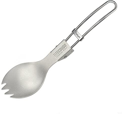 TITECOUGO Ultralight Outdoor Camping Folding Titanium Spork Spoon and Fork (18g)