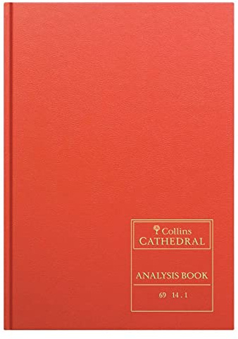 Collins Ltd 060602 69 Series Cathedral A4 Analysis Book, 14 Cash Columns, 96 Pages, Red