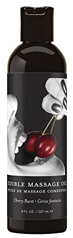 Earthly Body Edible Massage Oil, Cherry - 8 fl. oz. - Hemp Seed, Almond, Grapeseed, Apricot & Vitamin E Oil - Vegan & Cruelty Free