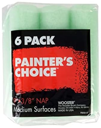 Wooster Brush, 6 Count (Pack of 1), R959 R959-9 Painter's Choice Roller Cover 3/8 Inch Nap, 6-Pack, 9 Inch, 128
