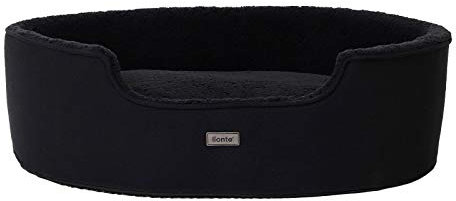 lionto Hundebett mit Wendekissen und waschbarem Bezug, formstabiles Hundekörbchen mit Anti-Rutsch-Noppen, 92x72 cm, kuscheliges Heimtierbett für Hunde und Katzen mit Plüsch, schwarz
