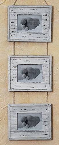 levandeo Träbildram för 3 foton för att hänga vintage shabby chic stil landstil - collage torkad fotoram