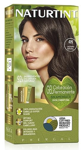 Naturtint | Colorazione senza ammoniaca | Copertura dei capelli grigi al 100% | Ingredienti vegetali | Colore naturale e di lunga durata | 4N Castagno naturale | 170ml