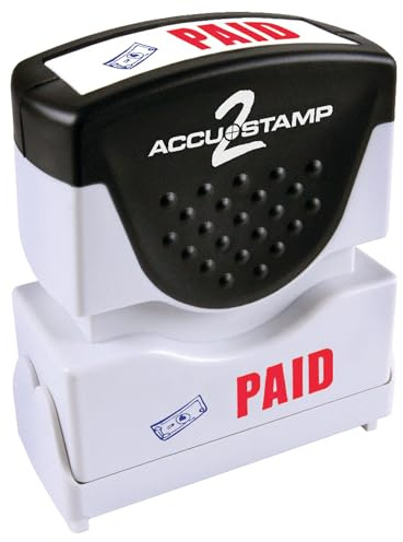 ACCUSTAMP2 035535 Pre-Inked Shutter Stamp Paid, Red/Blue Ink, 1 Count